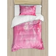 thumbnail image 1 of Pink Twin Size Duvet Cover Set, Abstract Polygonal Design with Fractal Look and Triangles in Pink Shades, Decorative 2 Piece Bedding Set with 1 Pillow Sham, Pale Pink and Hot Pink, by Ambesonne, 1 of 3