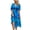 Blue, variant on Women's Printed Puff Sleeve Midi Dress 100% Polyester Feminine Elegant Party Dress for Summer and Special Occasions