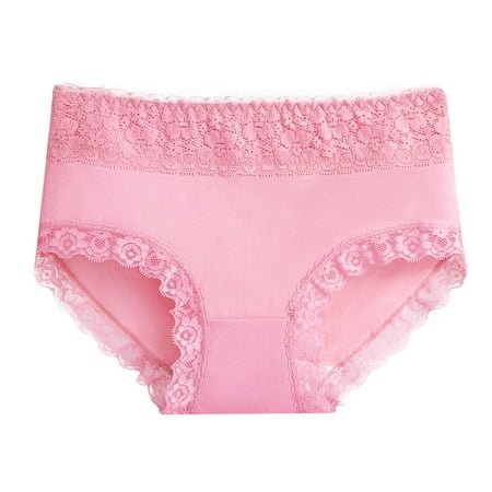 

Women Underwear Plus Size Cotton Crotch Breathable Skin Tight Belly Lifting Waist Lace Hem High Waist Women s Panties Pink XXL