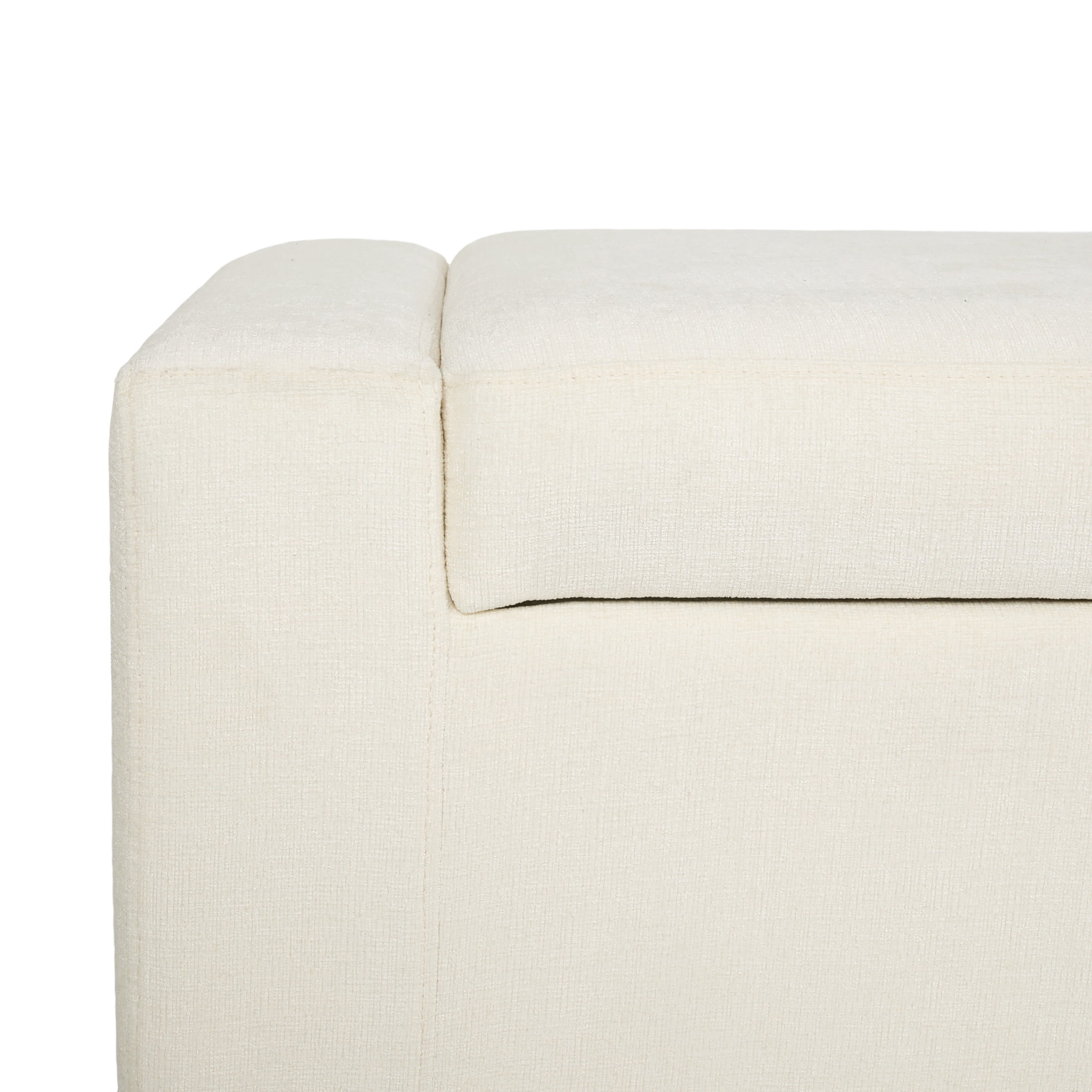 Noble House Betts Betts Modern Upholstered Storage Ottoman White