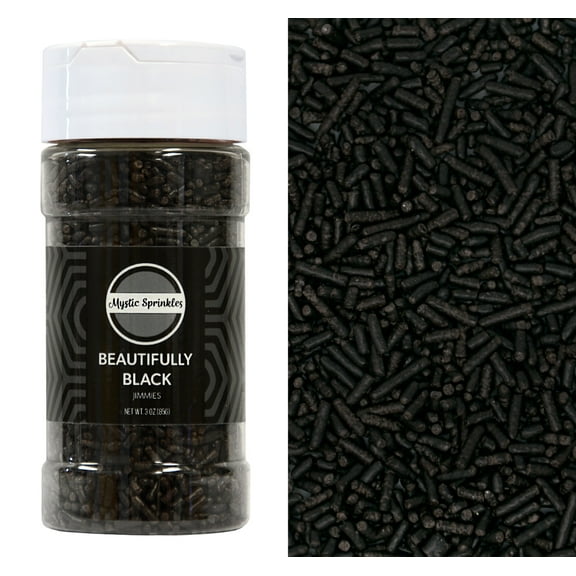 Mystic Sprinkles Beautifully Black Jimmies Sprinkles 3 Ounce Bottle