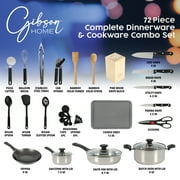 Gibson Home Stainless Steel Cookware Set, Pots and Pans with Dinnerware, Bakeware, and Utensils, 72-Piece