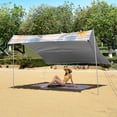 thumbnail image 6 of Portable Beach Tent Sun Shelter With Ground Pegs Water And Wind Resistant Sun Shade Canopy Angle Adjustable Gingham Pattern with Pastel, 6 of 7