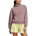 thumbnail image 3 of WTXUE Mock Neck Oversized Sweatshirts for Women,Tunic Sweatshirts,Loose Fit Long Sleeve Shirts,Cozy Casual No Hood Plus Size Pullover Tops,Fall Outfits Light Violet Xxl, 3 of 9