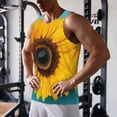 thumbnail image 5 of Cauagu Golden Sunflower in Blue Print Men's Sleeveless Muscle Shirts,Tank Tops Quick Dry Workout Tank Top Gym Muscle Tee Fitness Bodybuilding T Shirt for Men-X-Large, 5 of 7