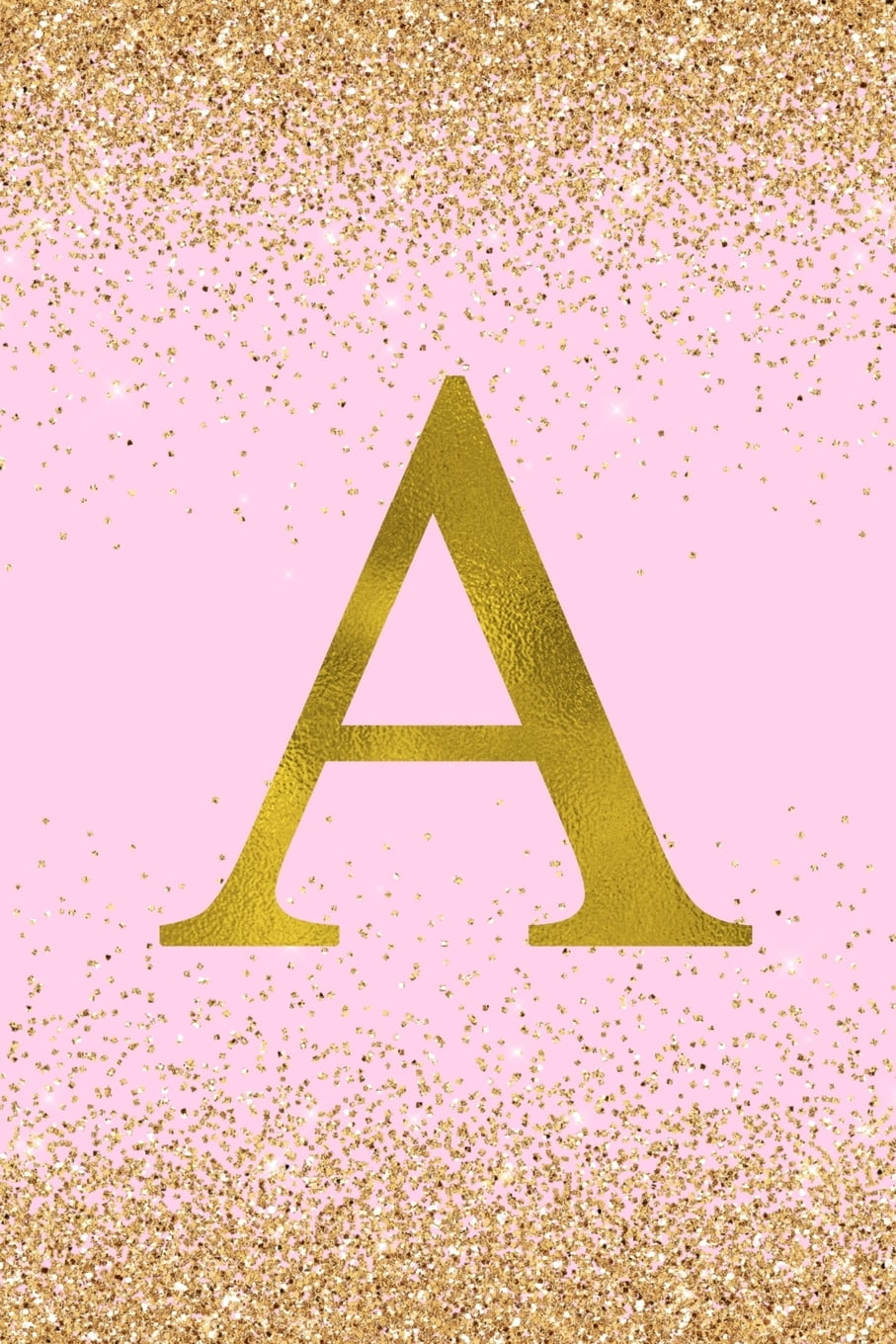 Letter an Initial Monogram Pretty Pink and Gold Confetti Glitter