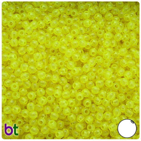 BeadTin Lure Yellow Transparent 4mm Round Plastic Beads (1000pcs)