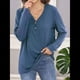 thumbnail image 5 of Blusas Tipo Túnica de Larga para Mujer, con Cuello en V, Botones y Ribete Suave, Informales y Holgadas Azul Oscuro S, 5 of 7