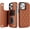 Brown, variant on HCTian for iPhone 15 Luxury Leather Wallet Card Phone Case Flip Stand Cover