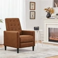 thumbnail image 3 of Faux Leather Recliner Sofa Modern Adjustable Back & Footrest Living Room Brown, 3 of 12
