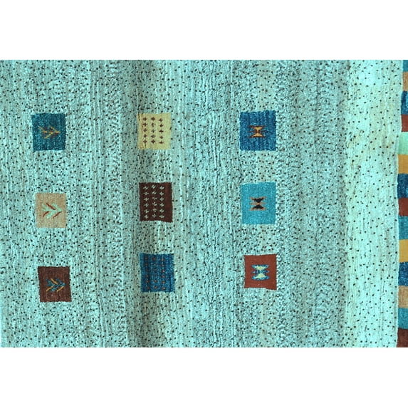Ahgly Company Indoor Rectangle Abstract Light Blue Contemporary Area Rugs, 6' x 9'