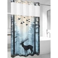 thumbnail image 4 of Forest Elk No Hook Shower Curtain Waterproof, Bathroom Curtains with Snap in Liners and See Through Top Window, Deer Birds Nature Tree Antlers Mountain Hotel Style Bathtub Curtains Shower 54"Wx78"L, 4 of 8