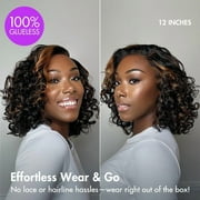 LUVME 12 Effortless Elegance Copper Highlight Bouncy Curl Wig Minimalist HD Lace Glueless Wig Pre-Cut Lace for Women 1pc