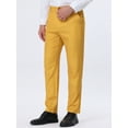 thumbnail image 2 of Unique Bargains Men's Striped Dress Pants Straight Fit Color Block Office Suit Trousers 32 Yellow White, 2 of 6