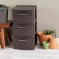 thumbnail image 3 of Sterilite 3 Drawer Decorative Plastic Weave Storage Tower, 6-Pack, Espresso Brown, 3 of 8