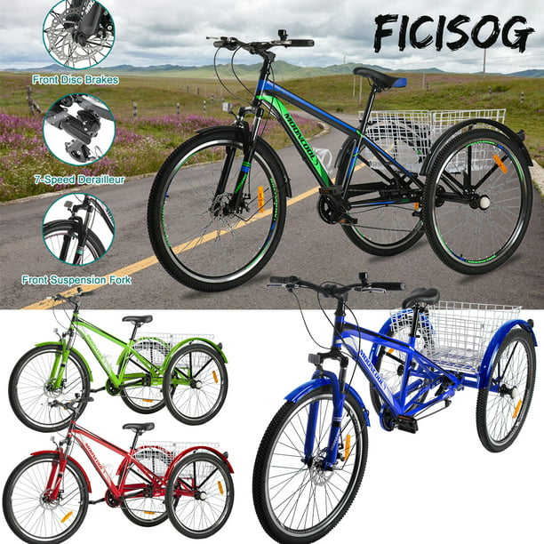 pindas Rook Vulgariteit FICISOG Mountain Tricycle for Adults, 3 Wheeled 7-Speed Mountain Tricycle 24  inch 26 inch 27.5 inch Men's Women's Tricycles Cruiser Bike Featuring Disc  Brakes, Cargo Basket - Walmart.com