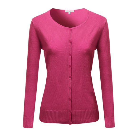 FashionOutfit Women's Casual Basic Solid Button Down Long Sleeve Soft Knit Cardigan Sweater (S-3XL)