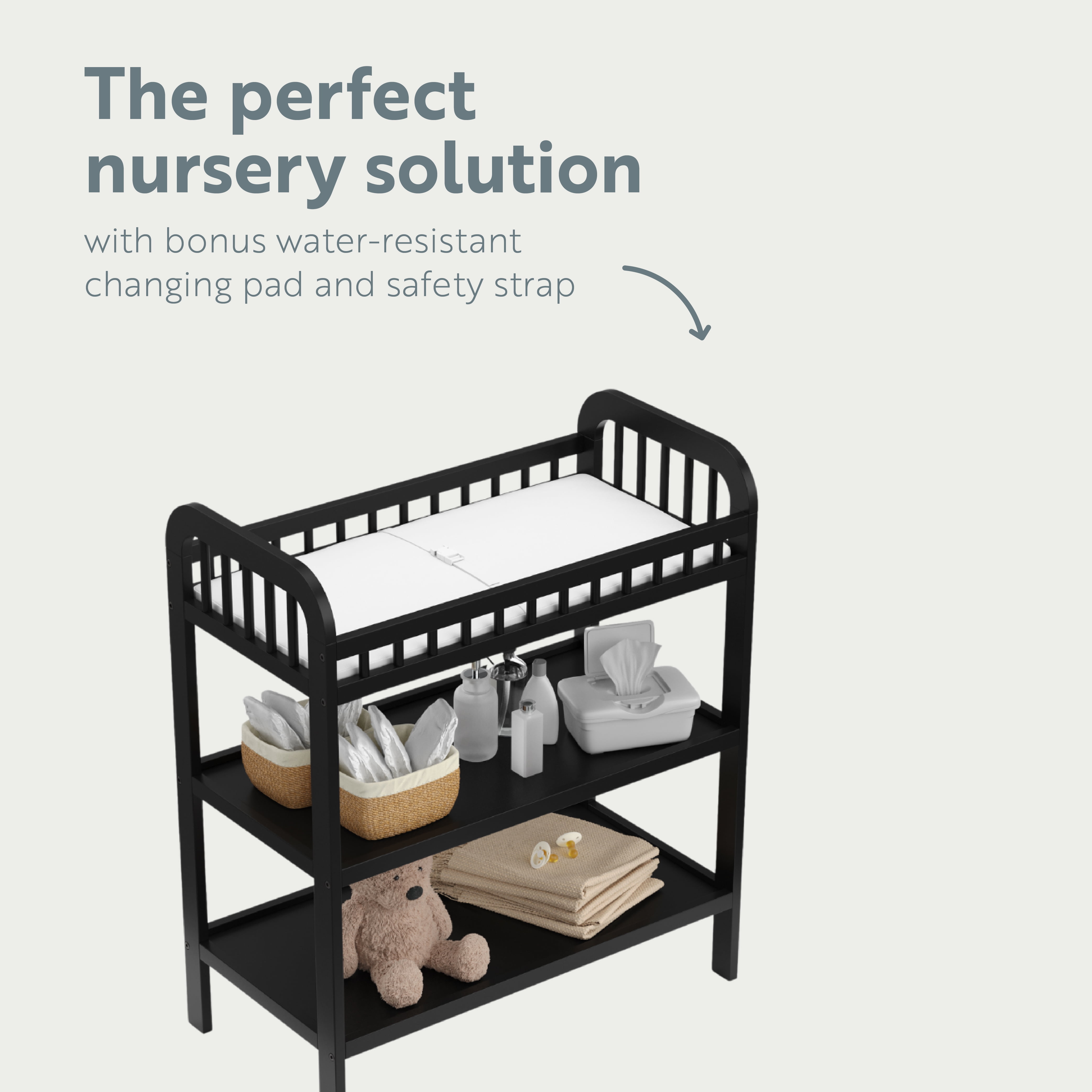 Storkcraft Pasadena Infant Changing Table with Changing Pad, Black