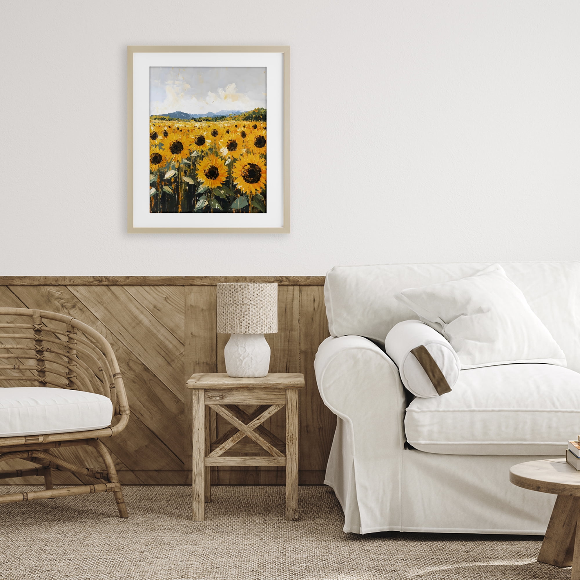Stupell Industries Beautiful Sunflowers in Field Birch Framed Print Under Glass, design by Creative Studio