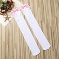 thumbnail image 3 of ITFABS Women's Stocking, Solid Color Bow Top Socks, Over Knee Sheer Stockings, 3 of 7