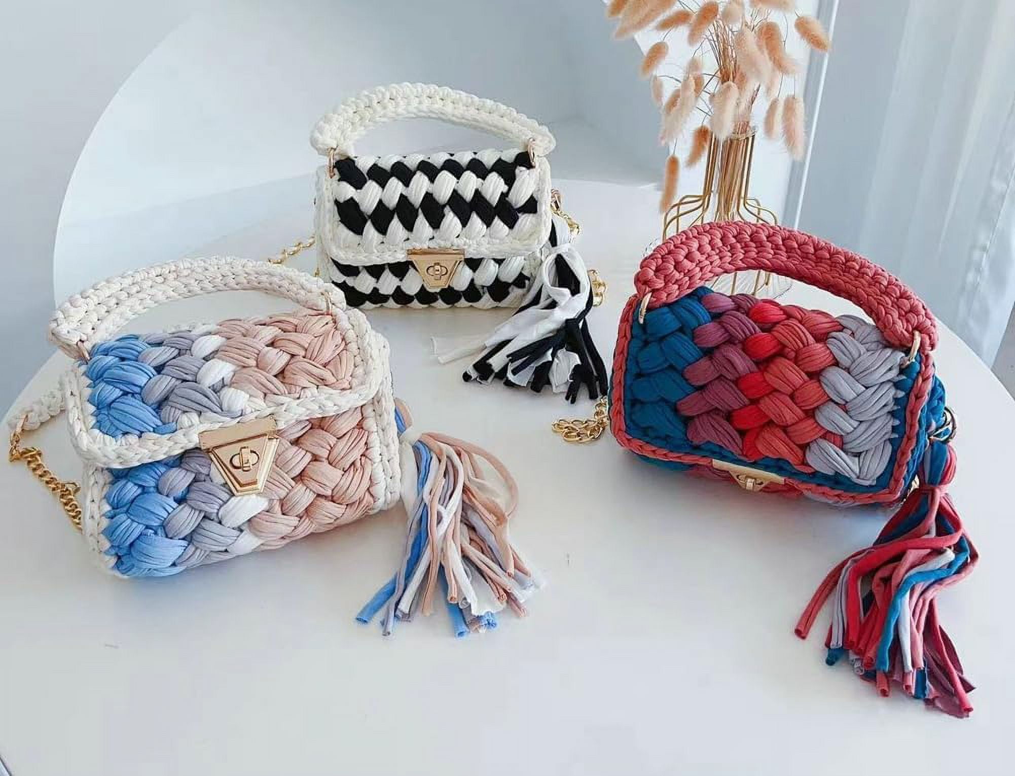 Women's Handbags Wallets Crossbody Bags Women's Thick Line Knitting Shoulder Bags Crochet Handbags Hand Knitting Handbags Clutch Flap Evening Bags