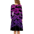 thumbnail image 3 of FKELYI Halloween Bats Women Dress Size XL Loose Long Sleeve Twirl Swing Dresses Purple Comfortable Hoilday Dresses for Women Casual Midi, 3 of 4