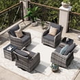 thumbnail image 4 of MEISSALIVVE Outdoor Patio Furniture Set with Swivel Chair, 6 Pieces Patio Conversation Set, Patio Sectional Furniture Set with 4 Swivel Rocker Patio Chair and 2 Side Table (Gray), 4 of 9