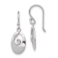 thumbnail image 4 of 925 Sterling Silver Rhodium-plated Polished Oval Dangle Shepherd Hook Earrings, 4 of 5