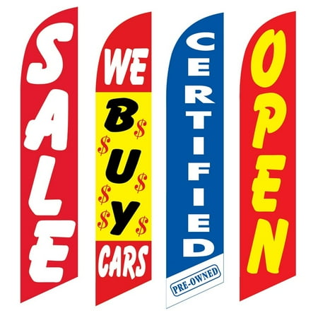 4 Advertising Swooper Flags Sale We Buy Cars Certified Pre Owned Open