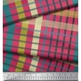 thumbnail image 3 of Soimoi Pink Japan Crepe Satin Fabric Check Check Print Fabric by the Yard 42 Inch Wide, 3 of 3