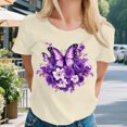 thumbnail image 5 of Yopmin Womens Butterfly Shirt Crew Neck Flower Casual Printed T Shirts Fashion Summer Clothes for Everyday Wear, 5 of 7