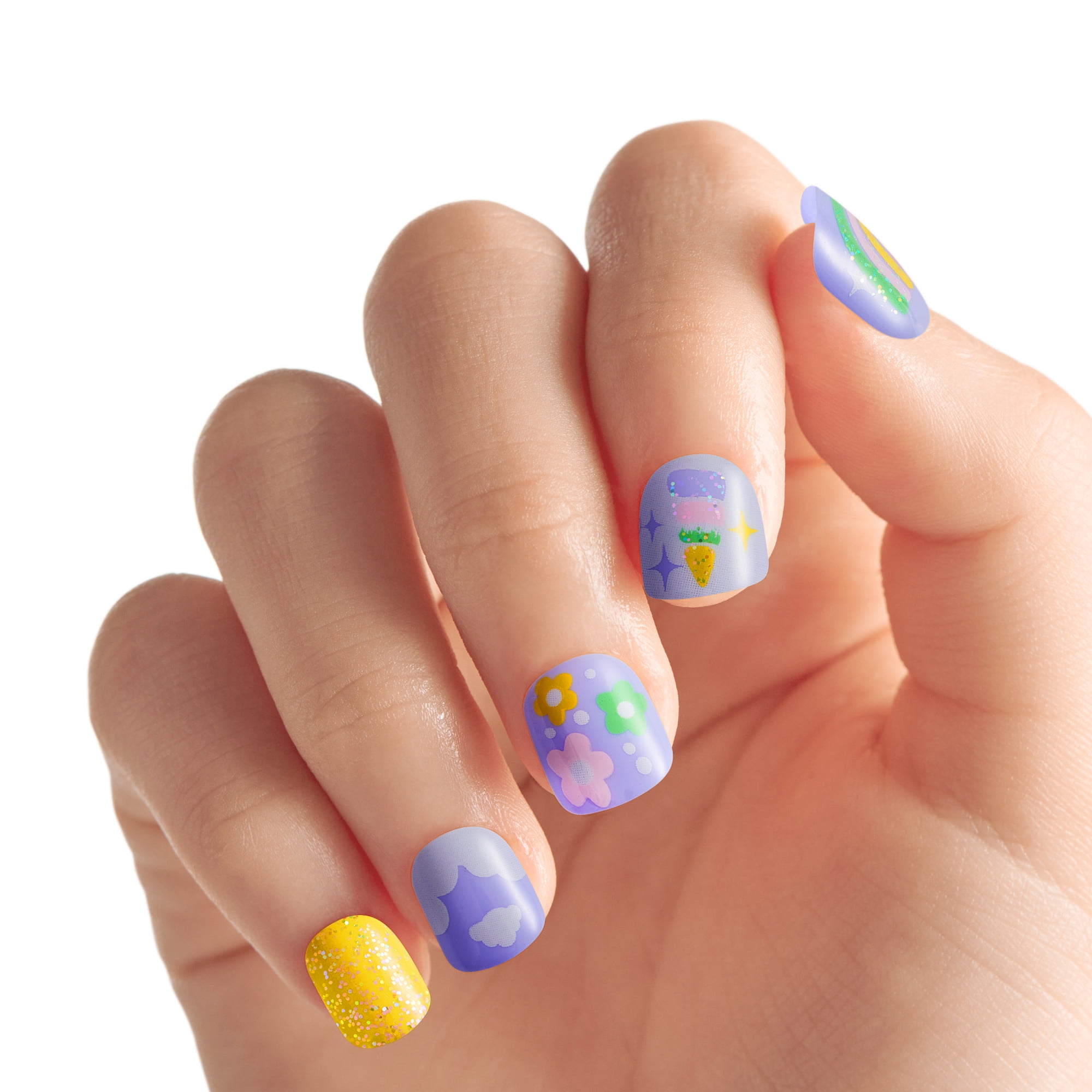 (2 pack) Impress Mini Press On Nails for Kids, ‘Fairest of All’, Purple, Squoval, 20 Count