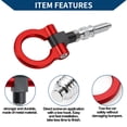 thumbnail image 4 of Unique Bargains Tow Hook /Universal Car Front Bumper Towing Hook / Durable Metal Rotary Tow Hook Ring 18.5cm 3mm 1pcs Red, 4 of 7