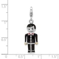 thumbnail image 3 of Amore La Vita Sterling Silver Rhodium-plated w/ Lobster Clasp Black Enamel Groom Charm, 3 of 3