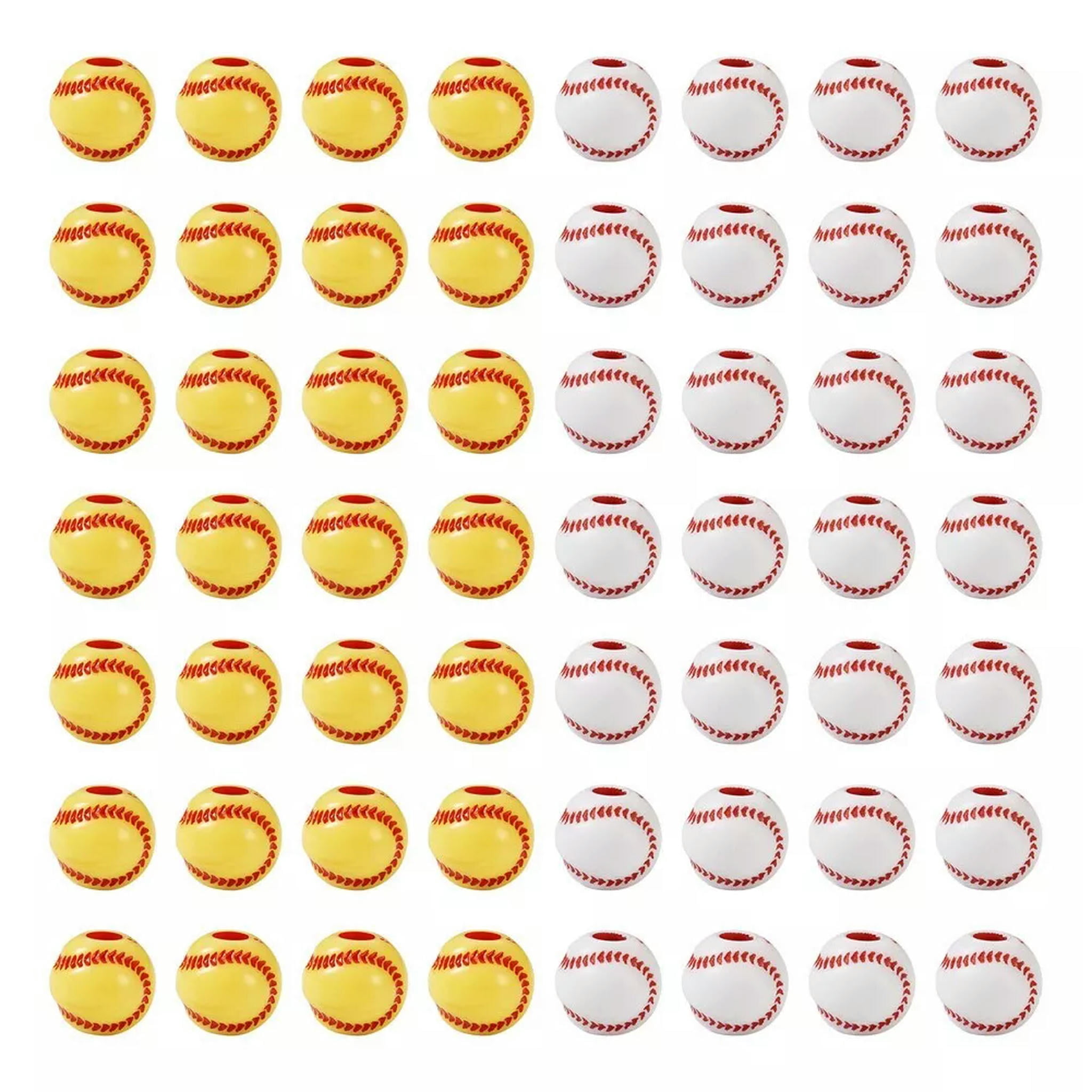 U8MO 200Pcs 2 Colors Opaque Acrylic Baseball Round Beads Jewelry Making 11.5x10.5mm