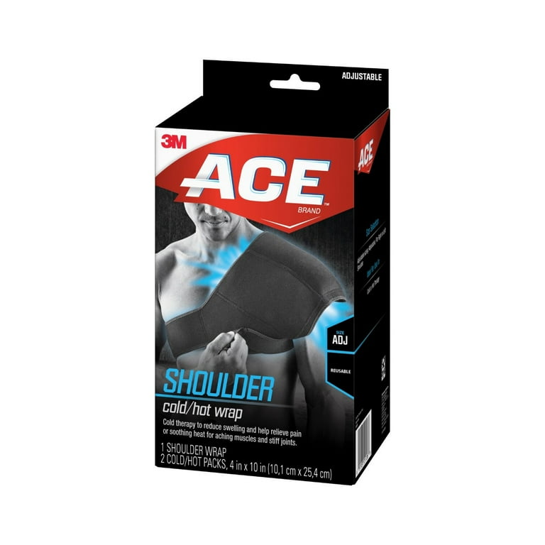 ACE Brand Sport Shoulder Hot/Cold Wrap, Adjustable, Black, 1 Wrap