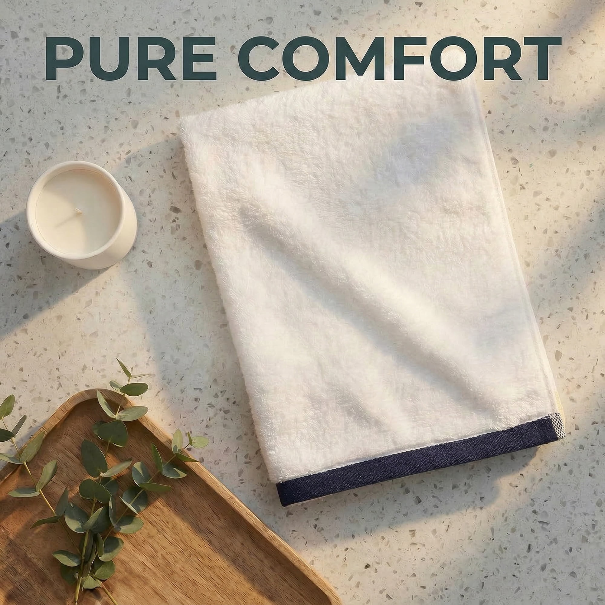 Unique Bargains Cotton Solid Absorbent Durable Soft Hand Towels White 29" x 13"