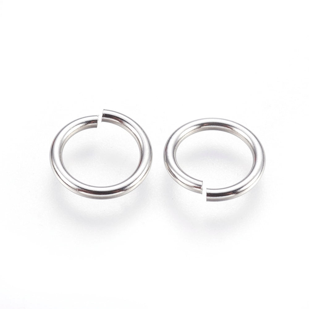 Tarnish Resistant 304 Stainless Steel Open Jump Rings Stainless Steel Color 11x1.3mm Inner Diameter: 8mm 700pcs/bag