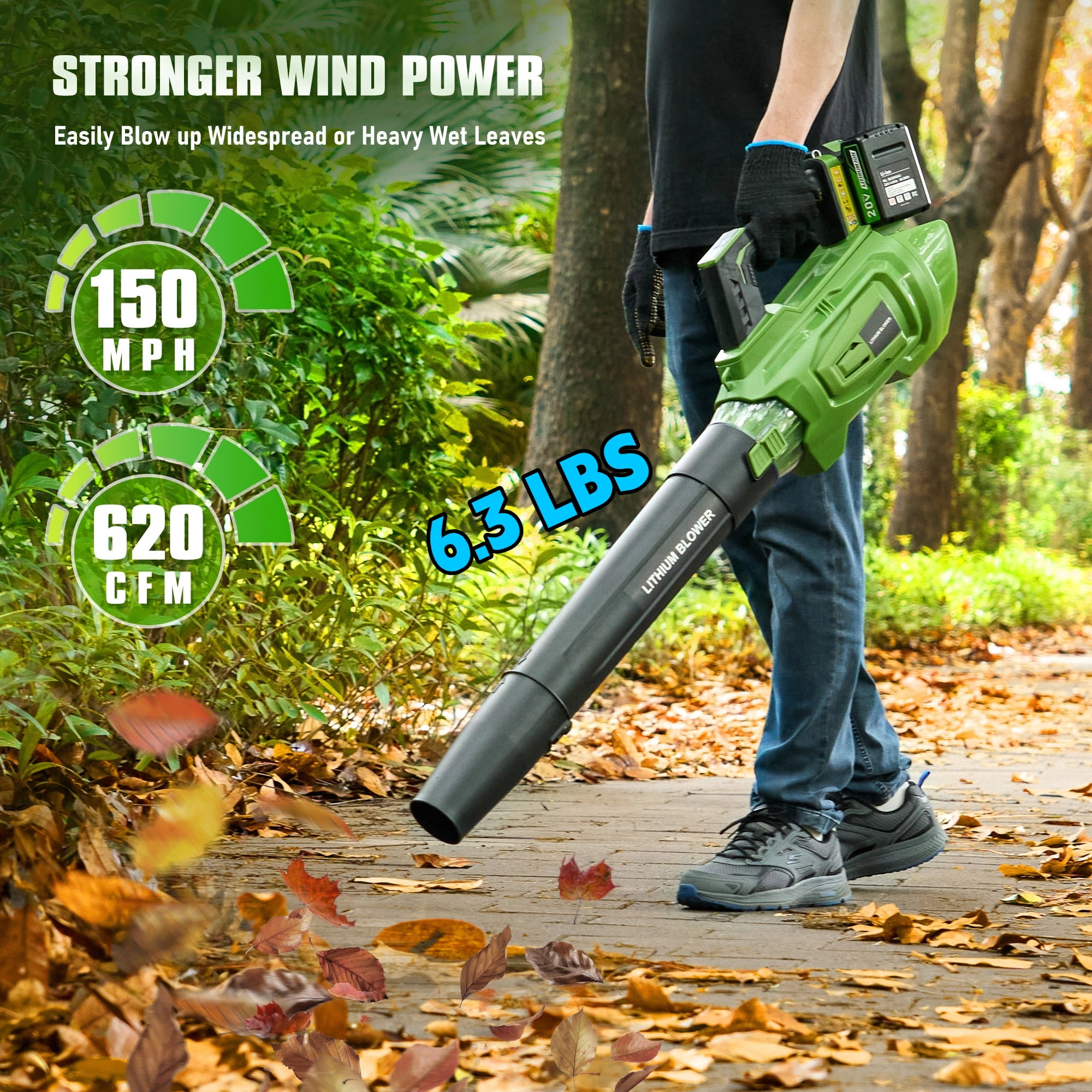 Naipo 40V Leaf Blower Cordless with 2 X 4.0Ah Battery and Charger, 620CFM Electric Leaf Blower with 5 Speed & Turbo Mode & Brushless Motor, Handheld Battery Powered Blower for Lawn Care/Garden/Yard