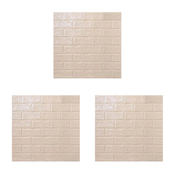 Billuyoard Papel pintado 3D Ladrillo Etiqueta de la pared Espuma TV Fondo Calcomanía Autoadhesiva Peel Sticker, 1pc, Beige Type1 NO1 Billuyoard CBP166996