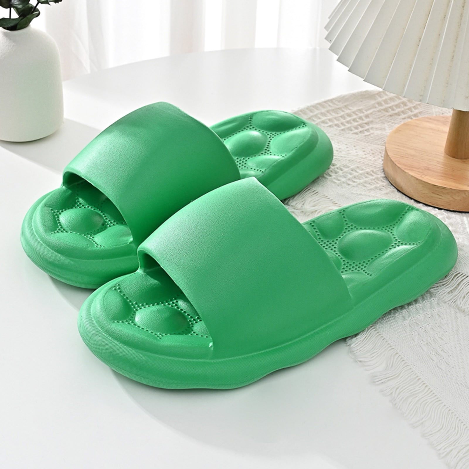 Cathalem Fashion Four Seasons Women Slippers Flat Bottom Non Slip Soft Home  Massage Comfortable Cable Knit Slippers for Women Green 8 - Walmart.com