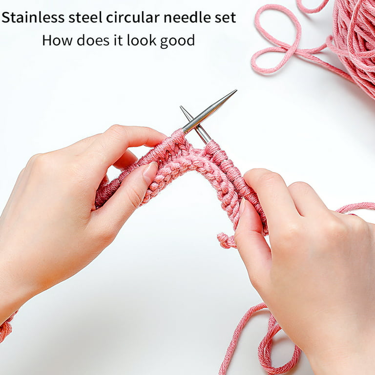 Stainless Steel Circular Needle Set Circular Knitting Needles Circular Yarn  Needles 2.25-10.0mm For DIY Hand Knitting Crafts