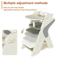 thumbnail image 4 of Growing Up Dining Chair, Adjustable Height Toddler Tower, 3-in-1 Baby High Chair for Eating and Feeding, Kids Stool with Non-Slip Surface, Easy to Clean, Grey+White, 4 of 9