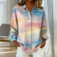 thumbnail image 4 of Giftesty Women's Fashion Loose Casual Long Sleeve Button Collar Striped Plaid Print Daily Wear Shirt, 4 of 6