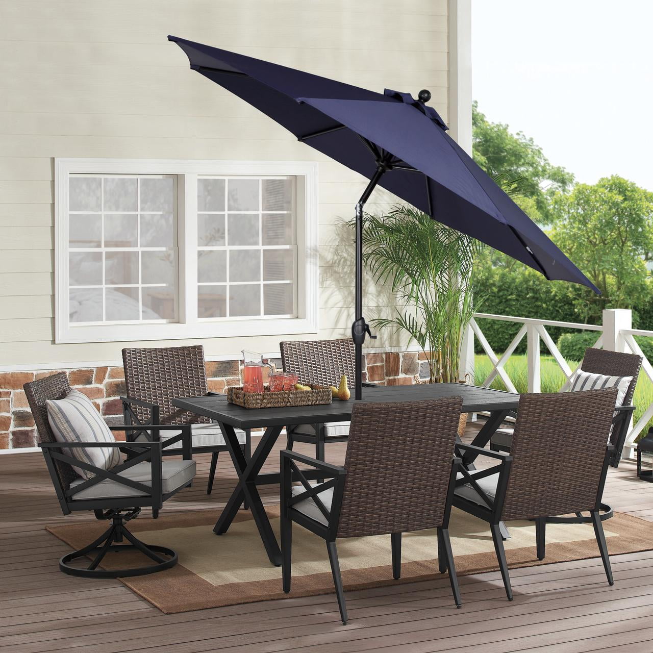 better homes and gardens offset patio umbrella Better Homes & Gardens 9' Navy Patio Umbrella, Crank Lift and 3 Position  Tilt