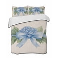 thumbnail image 2 of Quilts Twin Size, Hydrangea Flower Soft Comforter Bedding Set for Bed, Pastoral Blue Bow Floral Spring Lraf Lightweight Quilted Bedspread with Pillow Cover(2 Pieces) for All Season, 68x86 Inch, 2 of 6