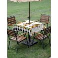 thumbnail image 4 of Outdoor Tablecloth with Umbrella Hole for Patio/Picnic/Party/Camping, Spring Bee Gnomes Waterproof Table Cloth Square Cover Washable, Sunflowers Black Checkered (60"x 60"), 4 of 8