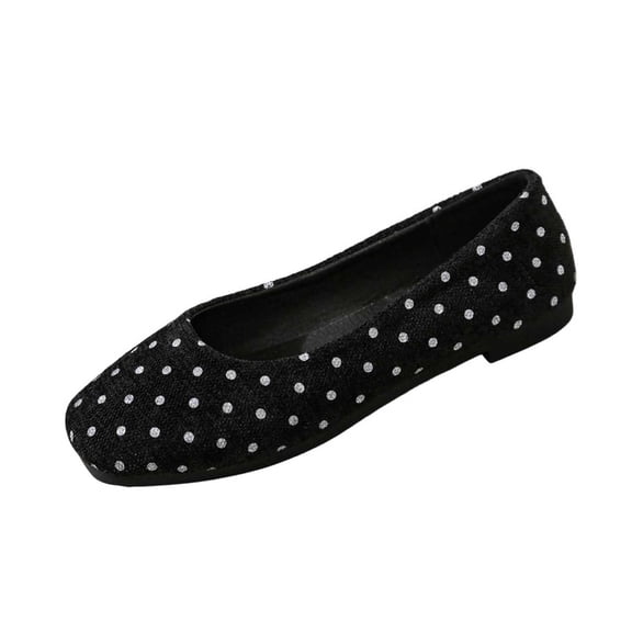 Women's Flats Shoes Closed Square Toe Polka Dots Flats Dress Shoes Comfortable Slip On Shoes for Women Casual Soft Soles Flats