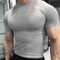 thumbnail image 5 of Mens Shirts Casual,Mens High-Elastic Sports Fitness Wear Running Short Sleeve Breathable Training Tops, 5 of 7