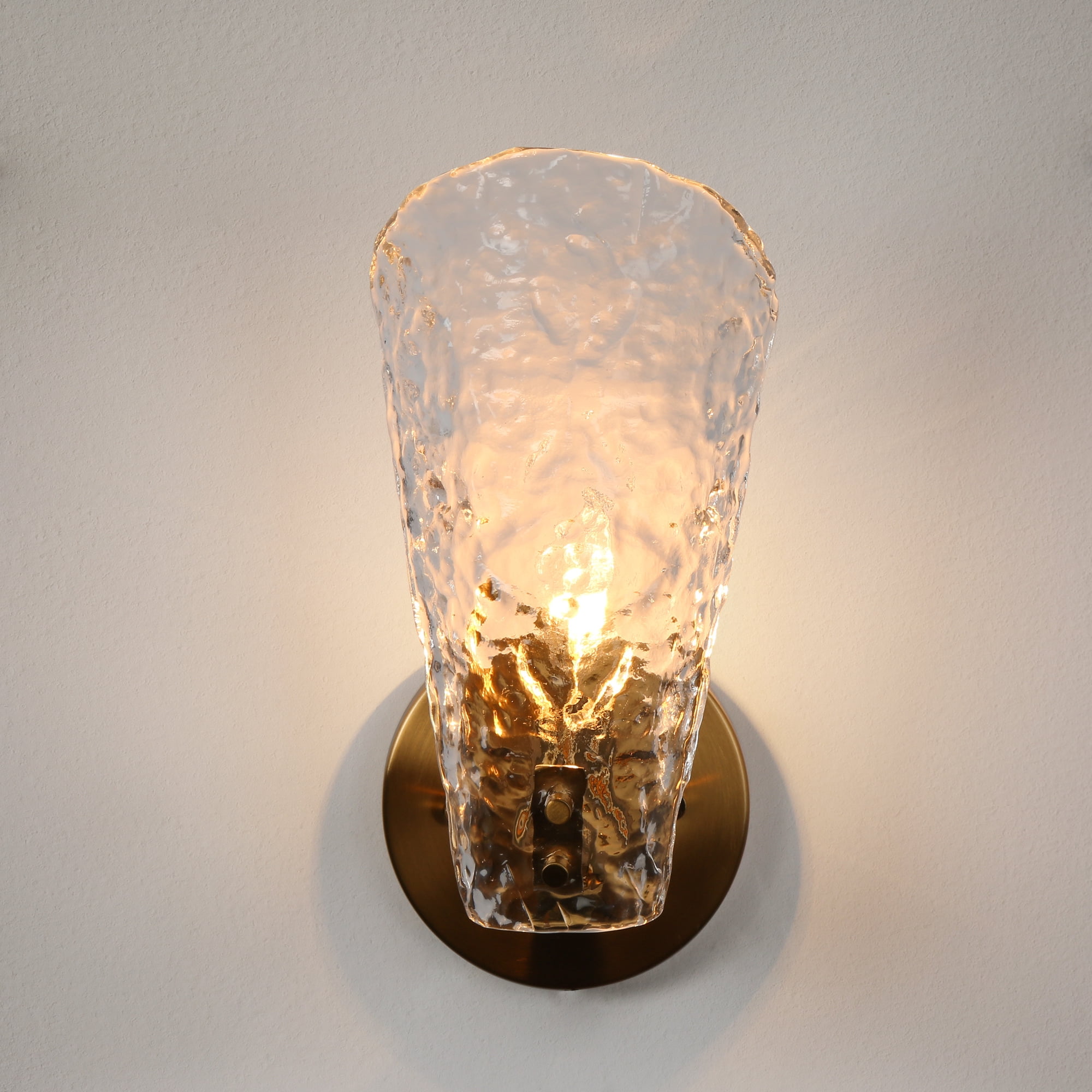 LNC Azfenro 4.7-in W 1 -Light Polished Gold and Ice-like Textured Glass Coastal Wall Sconce